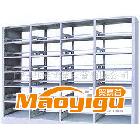 書架、看書架、圖書架、書柜、木護(hù)板雙柱雙面書架、存報(bào)架