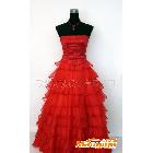 批發紅色抹胸久久蛋糕婚紗禮服